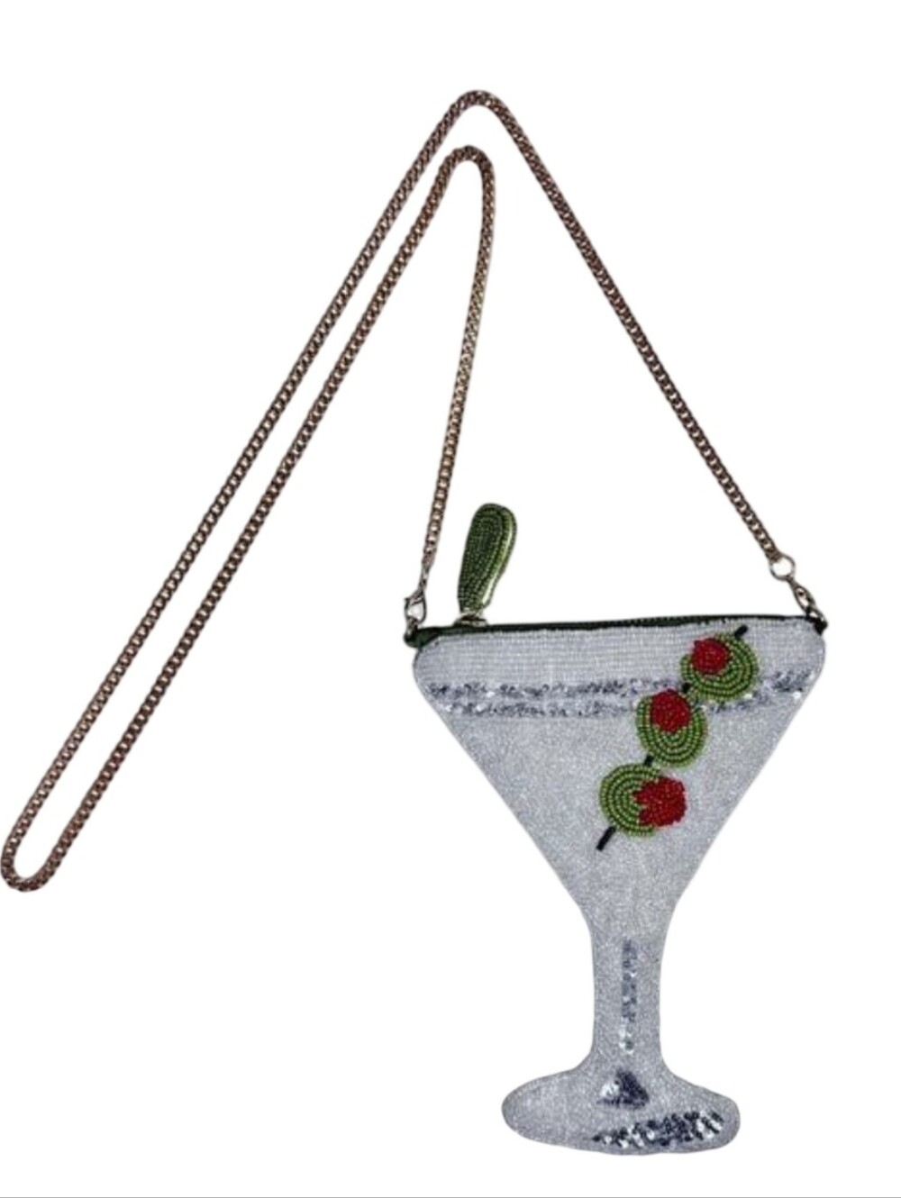 NWT Maeve Anthropologie Beaded Martini Glass Crossbody Bag Cocktail Novelty - Picture 3 of 8